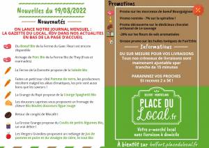 Nouvelles du 19/08/2022 - Gazette du Local, Salades Bio, Porc Bio, Pommes bio, Chèvre...